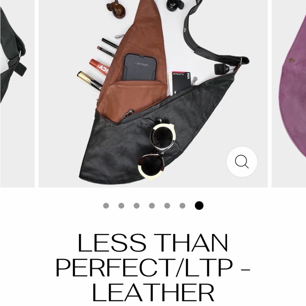 Black/Brown reversible sash bag with Interior Card Slots - Picture 7 of 7